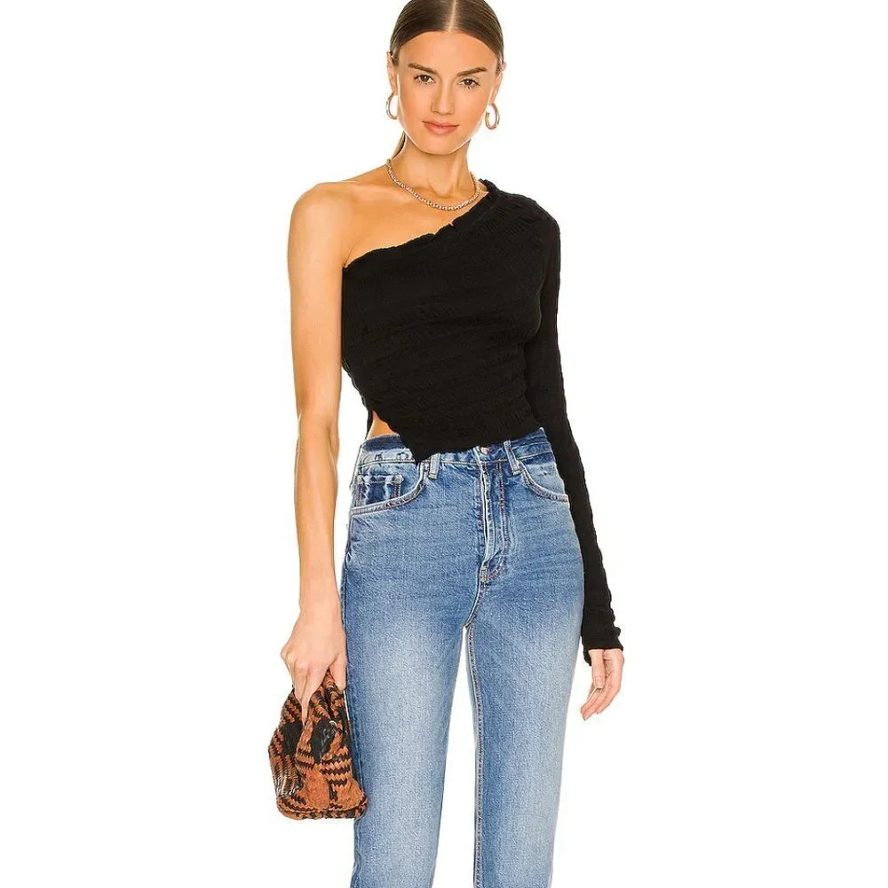 NEW Free People | Jasmine Shirred One Shoulder Top in pink US